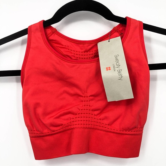 NWT Sweaty Betty Compression Stamina Sports Bra In Red Seamless Medium XS - Picture 3 of 7